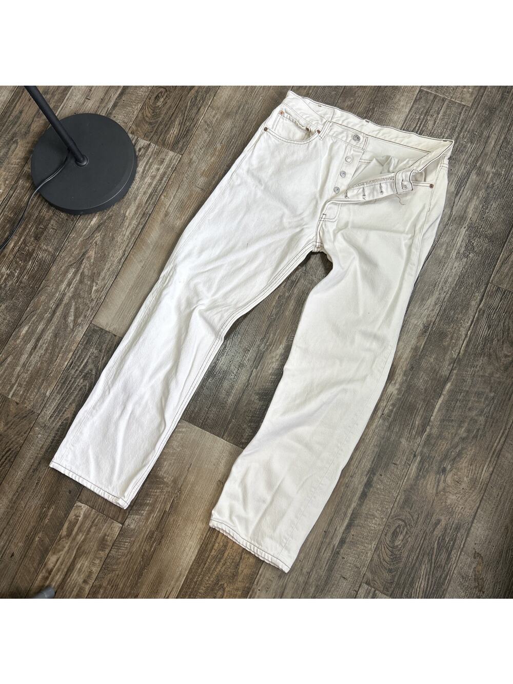 LEVI 501 Jeans 34x30 Vintage 90s Off-white Natural - Made in USA 501